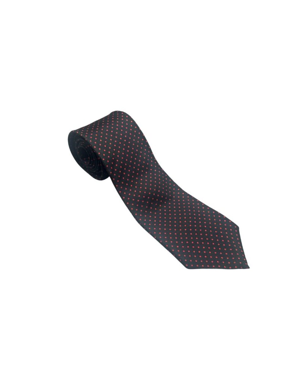Hardy Amies London Silk Tie Black Red Polka Dot Classic Necktie Made in England